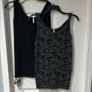 “Skinny Tees” Flattering Black and Gray Camouflage Tanks both for $10.
